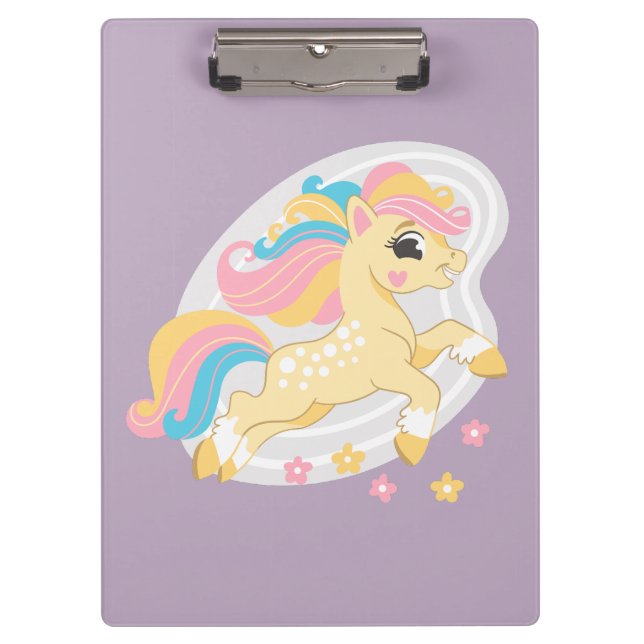 Cute yellow unicorn clipboard (Front)