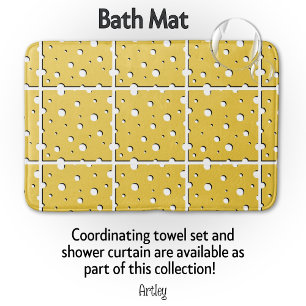 Cute Yellow White Swiss Cheese Slices  Bath Mat