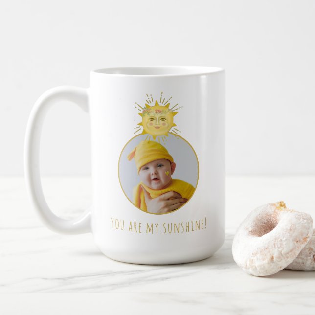 Cute Yellow You Are My Sunshine Baby Photo Coffee Mug (With Donut)