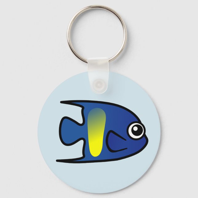 Cute Yellowbar Angelfish Key Ring (Front)
