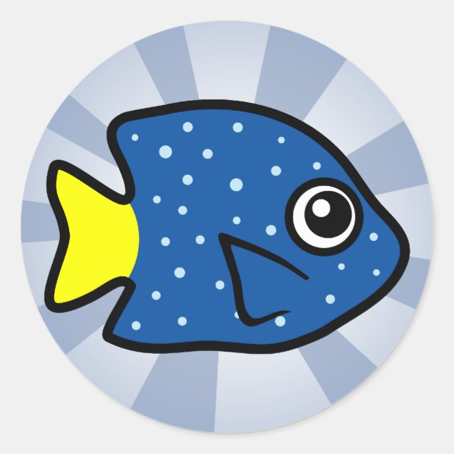 Cute Yellowtail Damselfish Classic Round Sticker (Front)