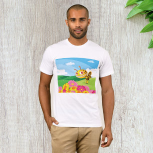 Cute Yet Creepy Monster Bee in a Flower Field T-Shirt
