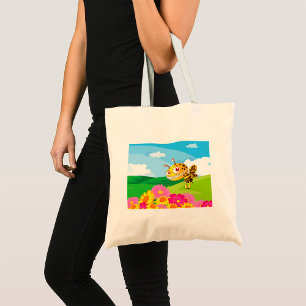 Cute Yet Creepy Monster Bee in a Flower Field Tote Bag