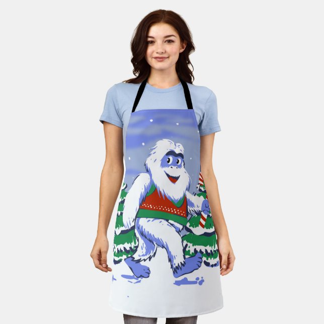 Cute yeti christmas in forest apron (Worn)