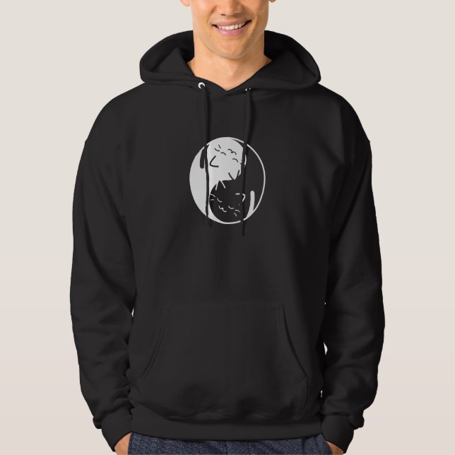 Cute Yin Yang Cat Kitten Love Peace Yoga Tai Chi G Hoodie (Front)