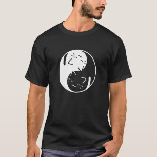 Cute Yin Yang Cat Kitten Love Peace Yoga Tai Chi T-Shirt