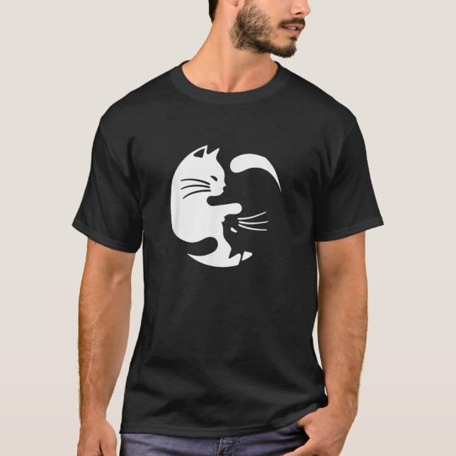 Cute Yin Yang Cats Yoga Peace Lover Cat Lover Grap T-Shirt (Front)