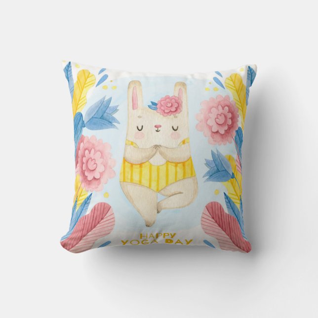 Cute Yoga Bunny Cushion (Front)