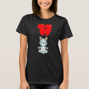 Cute Yoga Cat 11th Birthday Kids Balloon Party T-Shirt