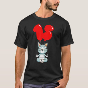 Cute Yoga Cat 15th Birthday Kids Balloon Party T-Shirt