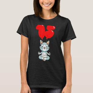 Cute Yoga Cat 15th Birthday Kids Balloon Party T-Shirt