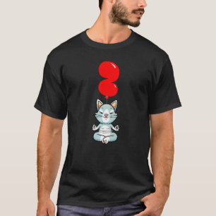 Cute Yoga Cat 2nd Birthday Kids Balloon Party T-Shirt