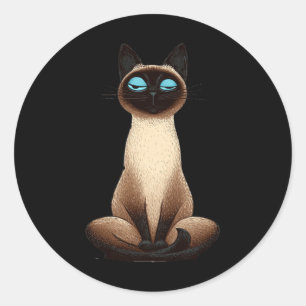 Cute Yoga Cat Illustration _1 Classic Round Sticker