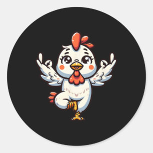 Cute Yoga Chicken Gymnastics Fitness Workout Medit Classic Round Sticker