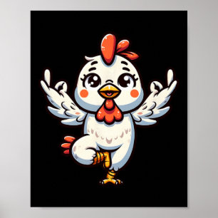 Cute Yoga Chicken Gymnastics Fitness Workout Medit Poster