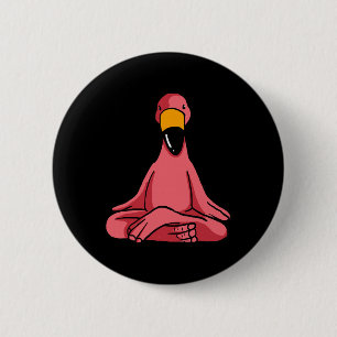 Cute Yoga Flamingos Funny Pink Water Bird Meditati 6 Cm Round Badge