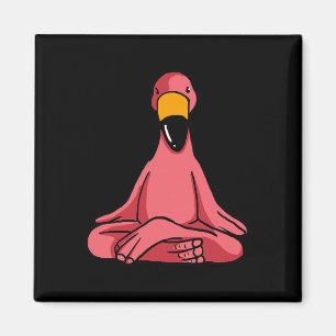 Cute Yoga Flamingos Funny Pink Water Bird Meditati Magnet