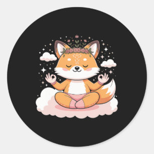 Cute Yoga Fox Lotus Pose Mandala Design For Mindfu Classic Round Sticker