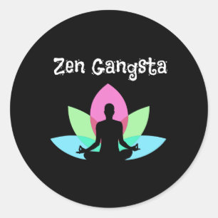 Cute Yoga Gift Zen Gangsta Lotus Graphic Classic Round Sticker