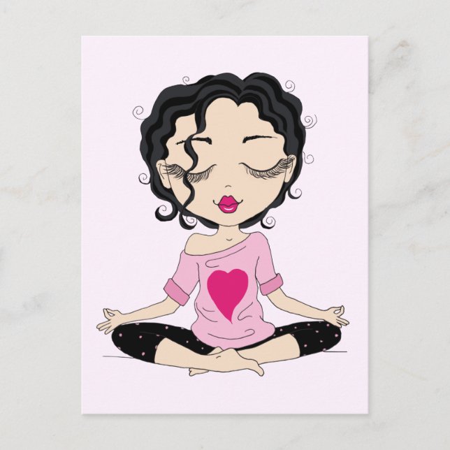 Cute Yoga Girl | Black Hair Postcard (Front)