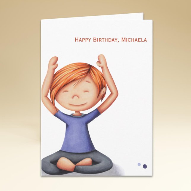 Cute Yoga Girl doing Exercise Happy Birthday Card (Creator Uploaded)