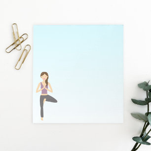 Cute Yoga Girl Doing The Tree Pose Illustration Notepad