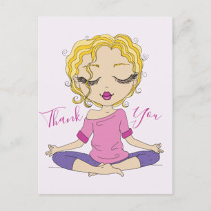 Cute Yoga Girl Pose Thank You Blonde Postcard