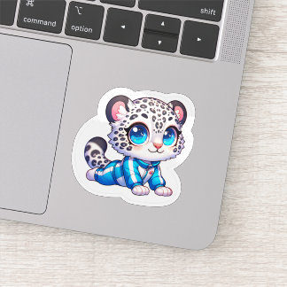 Cute Yoga Kawaii Anime Snow Leopard Sticker 