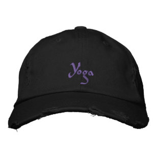 Cute Yoga Personalised Purple Rustic Stone Vintage Embroidered Hat