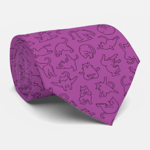 cute yoga pet cat pattern purple background tie