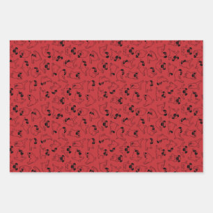 cute yoga pet dog pattern red background wrapping paper sheet