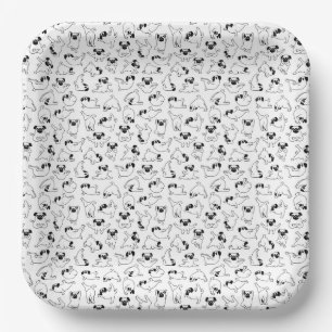 cute yoga pet dog pattern white background paper plate