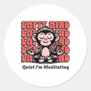 Cute Yoga Pose Meditating Monkey, Beginner Meditat Classic Round Sticker