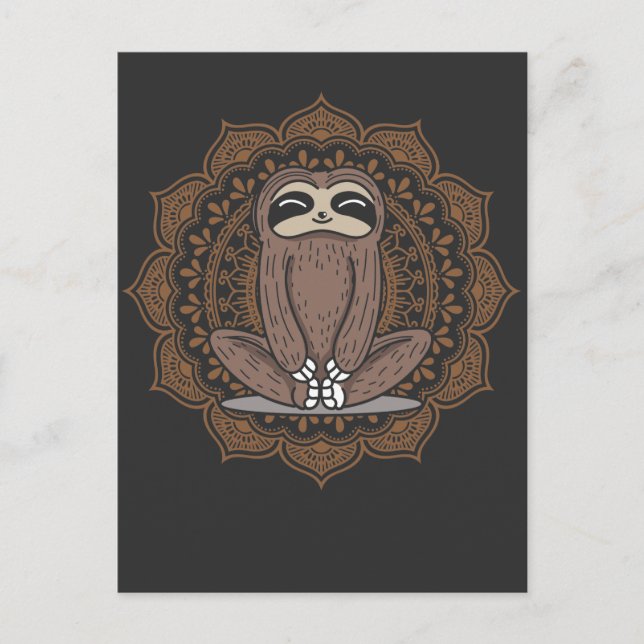 Cute Yoga Sloth Buddhism meditation exercise Postcard (Front)