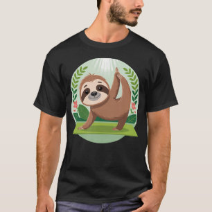 Cute Yoga Sloth Cartoon Relaxing Pose Nature T-Shirt