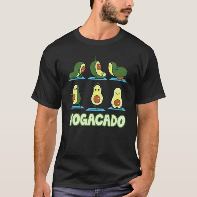 Cute Yogacado Avocado Yoga Asana Poses Meditation  T-Shirt (Front)