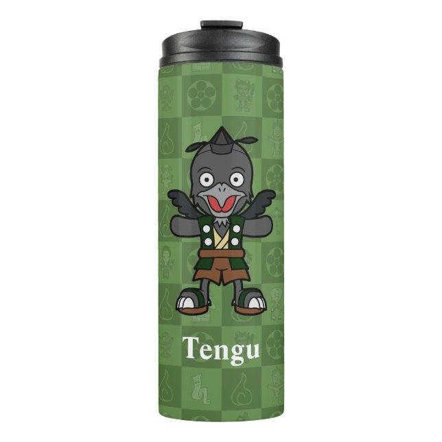 Cute Yokai Karasu Tengu | Japanese Folklore Thermal Tumbler (Front)