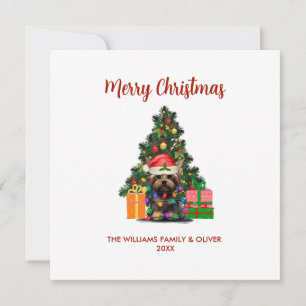 Cute Yorkie and Tree Christmas  Holiday Card