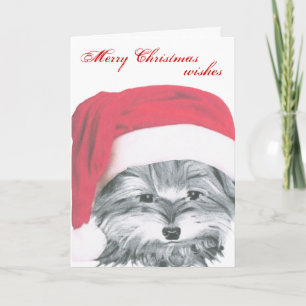 Cute Yorkie Dog Christmas Card