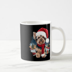 Cute Yorkie Dog Christmas Santa Hat Scarf Winter H Coffee Mug