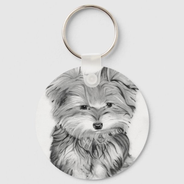 Cute Yorkie Dog Key Ring (Front)