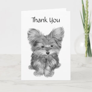 Cute Yorkie Dog Thank you and Get Well Greeting ca Card