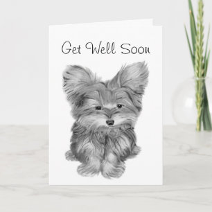 Cute Yorkie Dog Thank you and Get Well Greeting ca Card