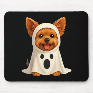 Cute Yorkie Ghost Halloween Costume Dog Art Mouse Pad