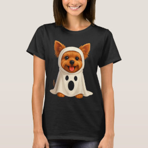 Cute Yorkie Ghost Halloween Costume Dog Art T-Shirt