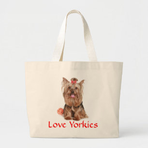 Cute Yorkie Lover Puppy Dog Yorkshire Terrier Large Tote Bag
