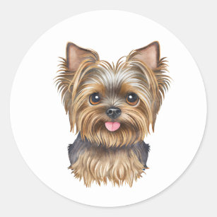 Cute Yorkie Puppy Do Watercolor Yorkshire Terrier  Classic Round Sticker