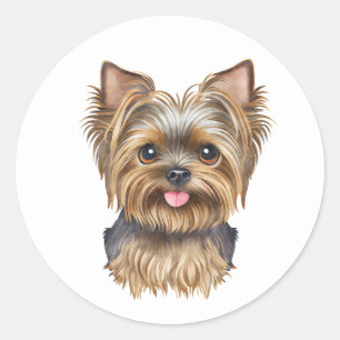 Cute Yorkie Puppy Do Watercolor Yorkshire Terrier Classic Round Sticker
