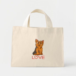 Cute Yorkie Puppy Dog Cartoon Yorkshire Terrier Mini Tote Bag