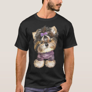 Cute Yorkie Puppy Dog Cartoon Yorkshire Terrier    T-Shirt